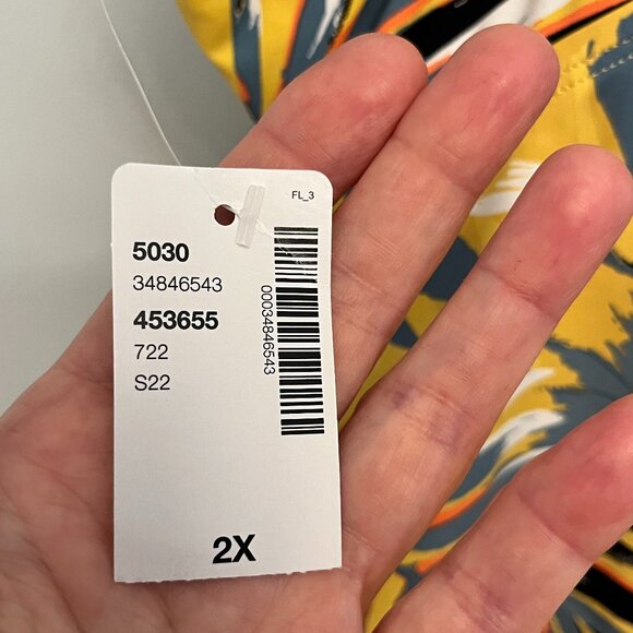 NWT Yellow Tropical Leaf Print Tankini Top - Picture 4 of 11